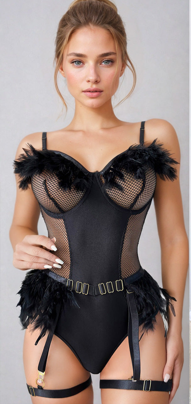 Feather Fantasy Garter Teddy