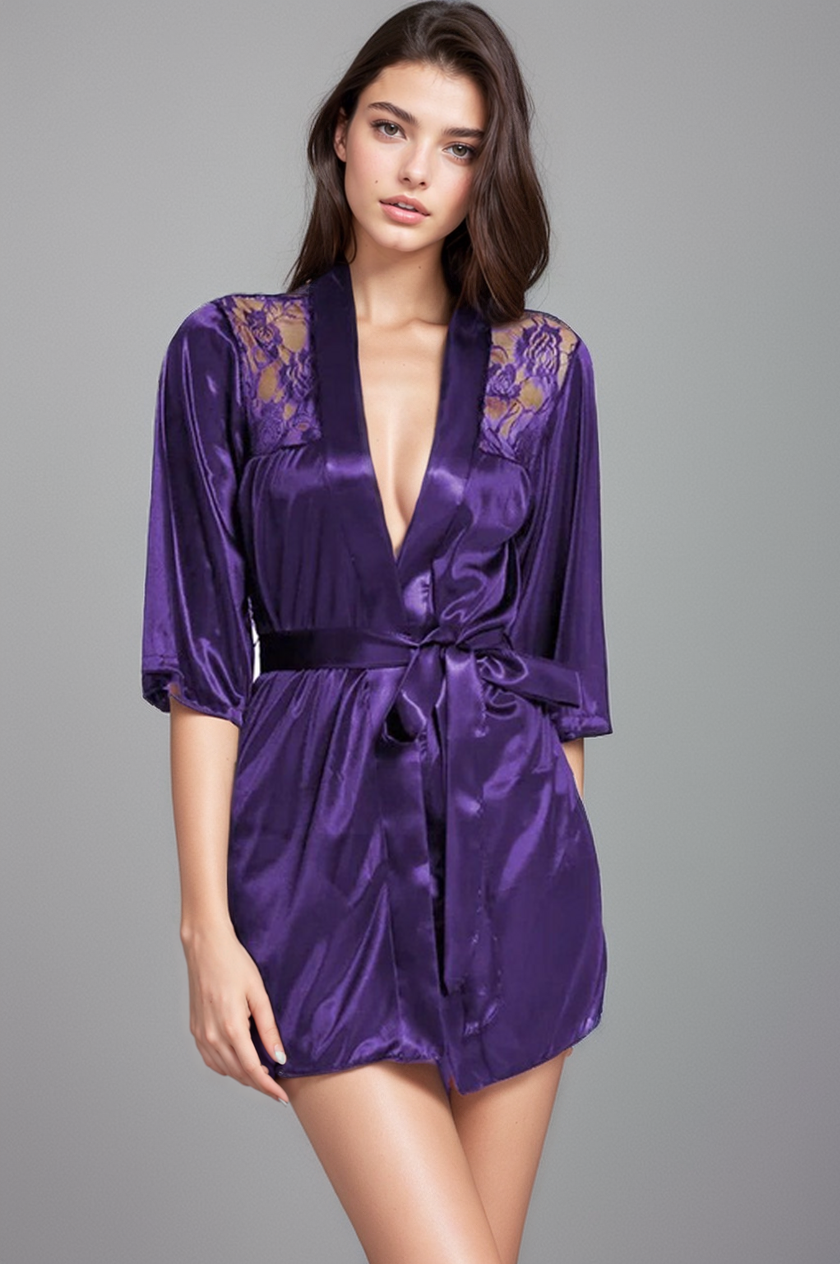 Midnight Allure Satin Robe