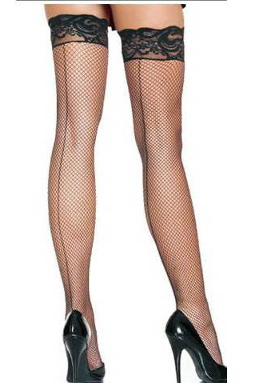 Seductive Lace Top Fishnet Stockings