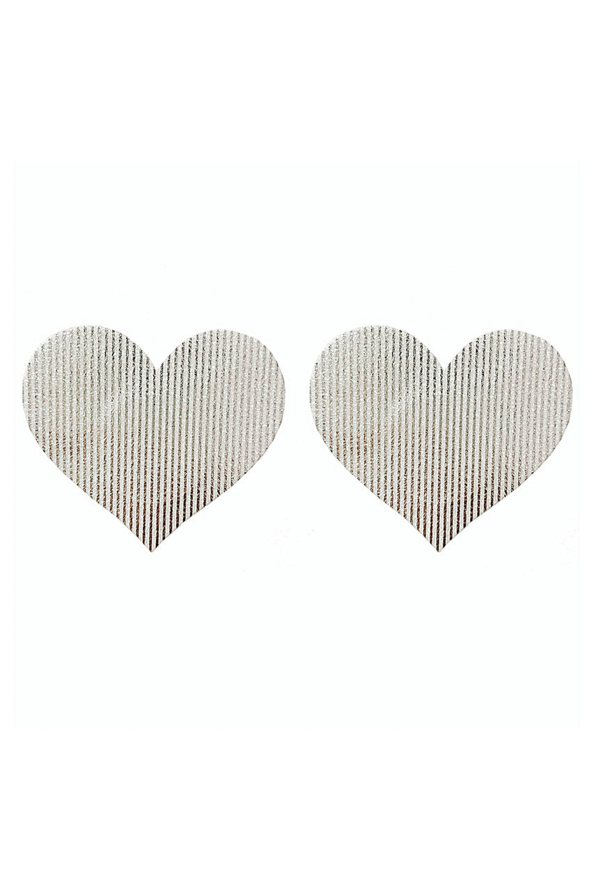 Shimmering Silver Heart Pasties