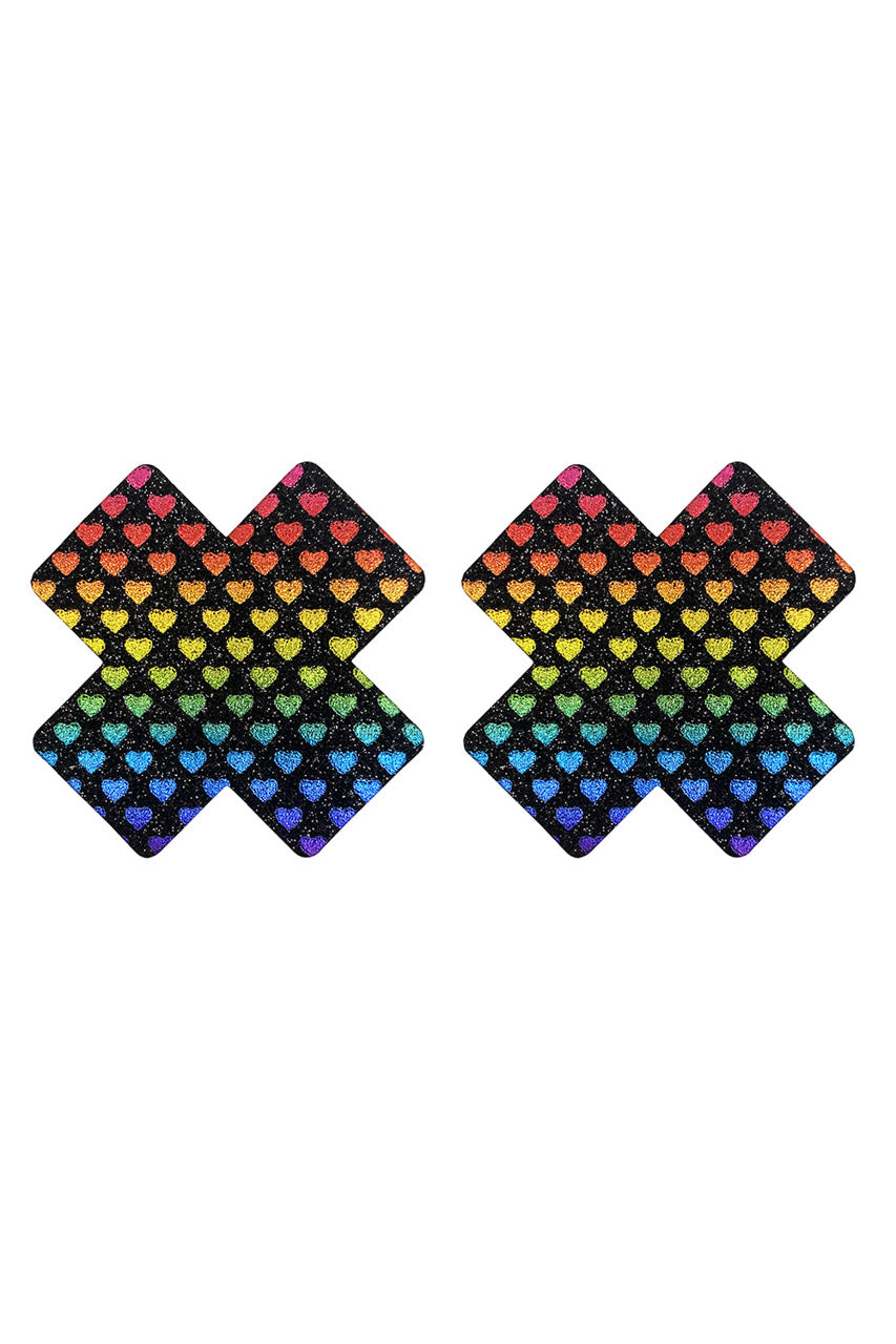 Prismatic Heart Cross Pasties