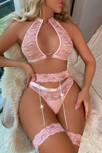 Pink Perfection Bra and Garter Set