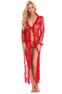 long floral lace lingerie robe